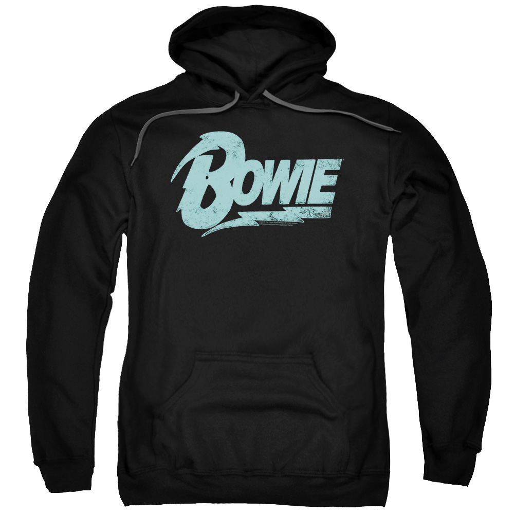 David Bowie Logo-Adult Pull-Over Hoodie - Black - 3X