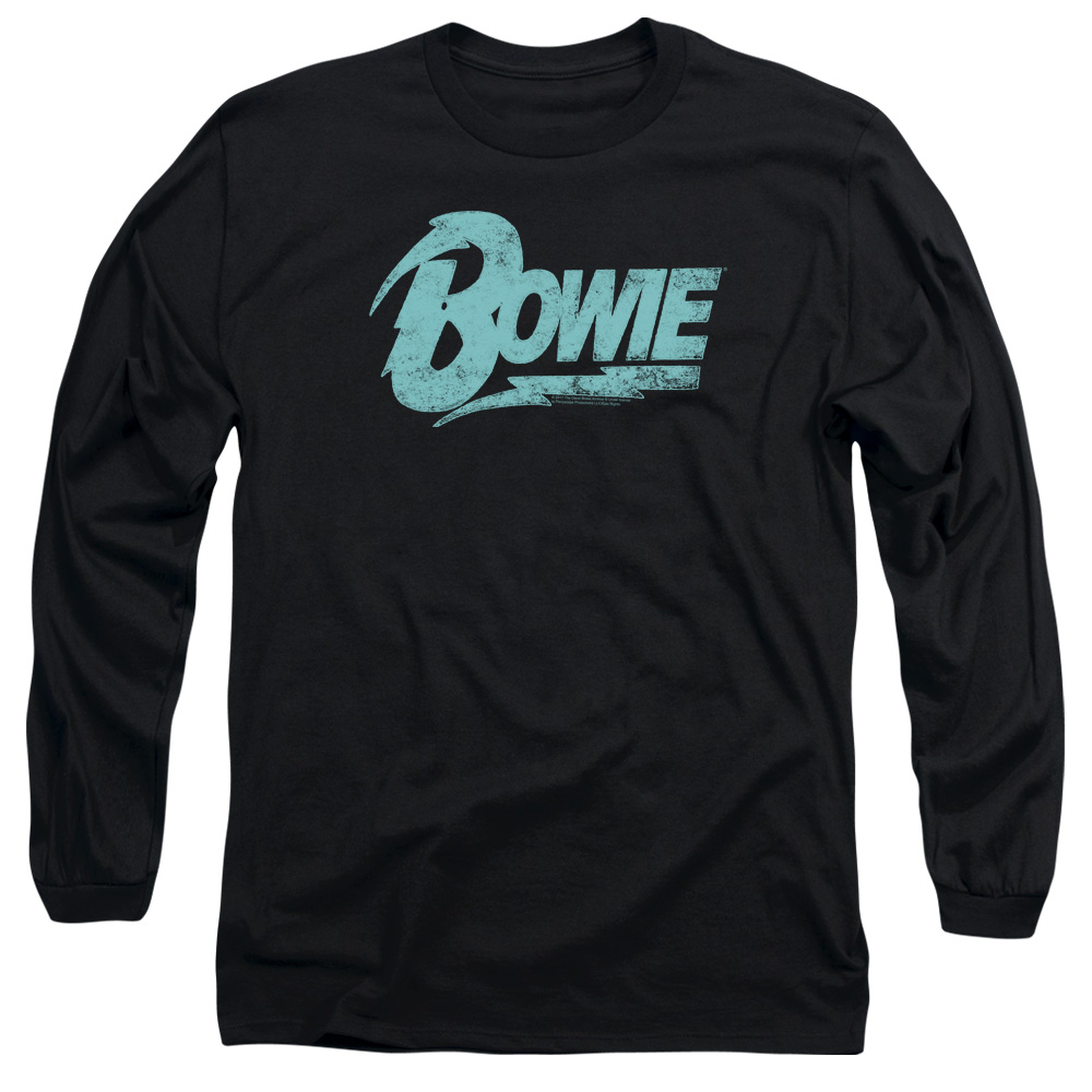 David Bowie Logo-Long Sleeve Adult T-Shirt - Black - Medium
