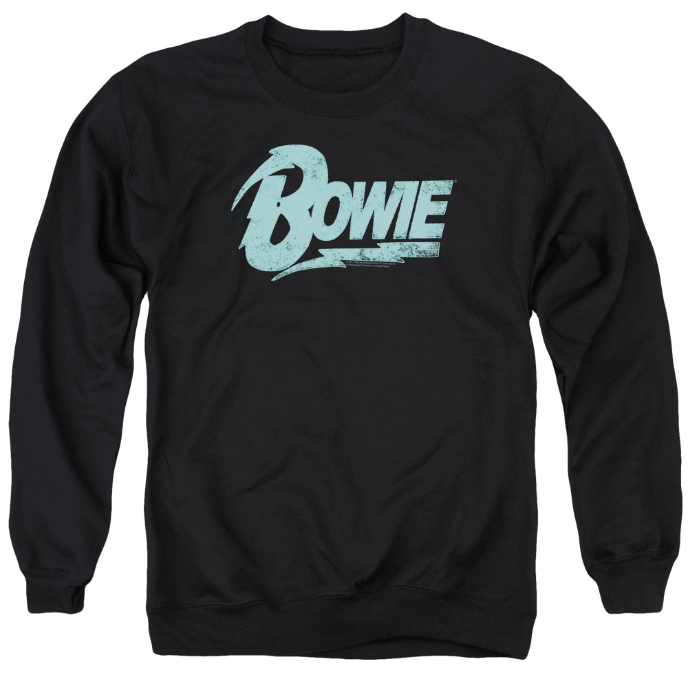 David Bowie Logo-Adult Crewneck Sweatshirt - Black - Medium