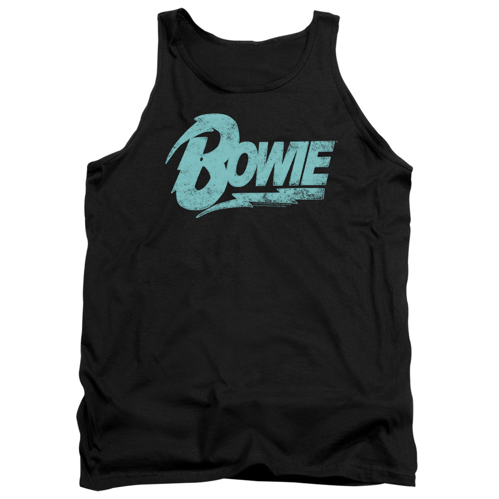 BOWIE105-TK-5 David Bowie Logo-Adult Tank, Black - 2X