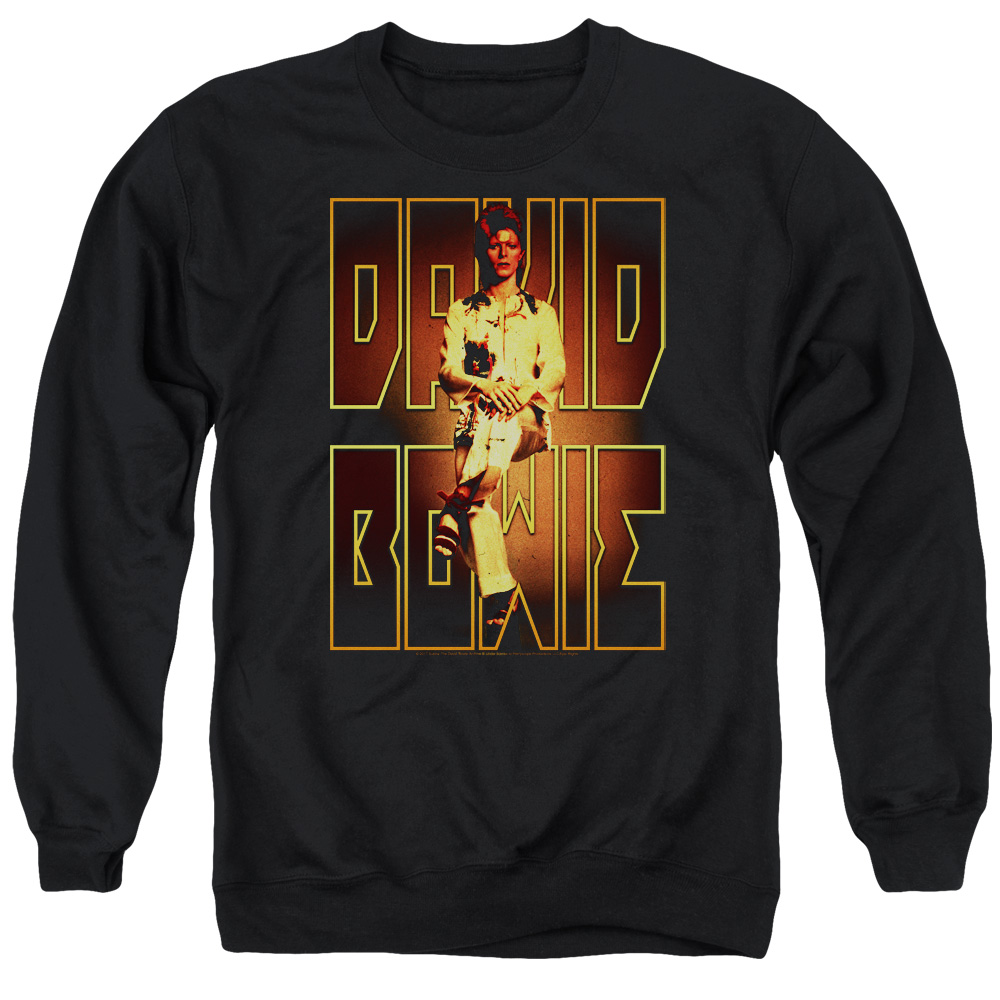 David Bowie Perched-Adult Crewneck Sweatshirt - Black - Medium