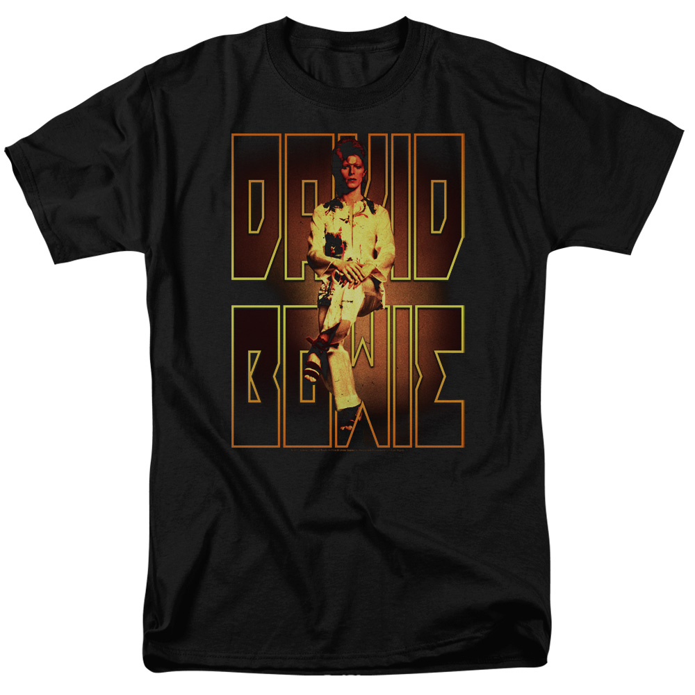 David Bowie Perched-S by S Adult Short Sleeve Shirt - Black - Medium