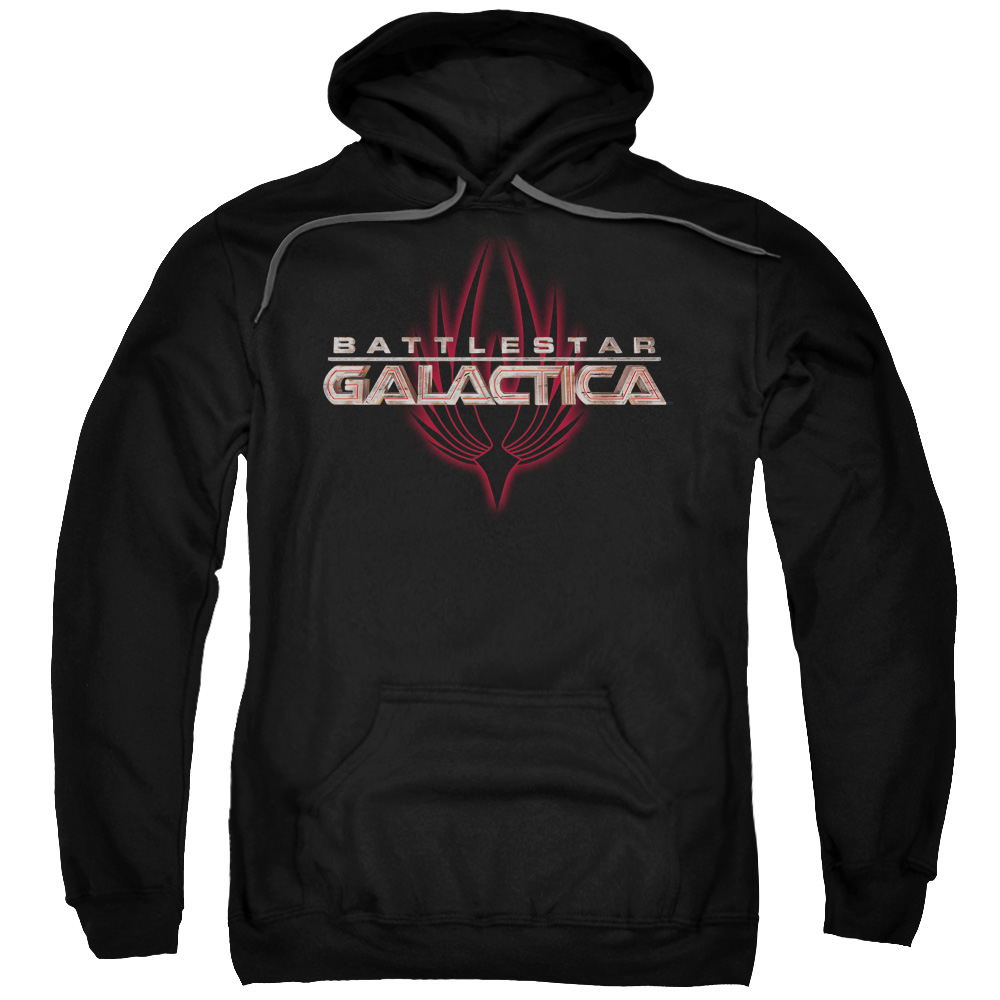 BSG Logo with Phoenix-Adult Pull-Over Hoodie - Black - Small