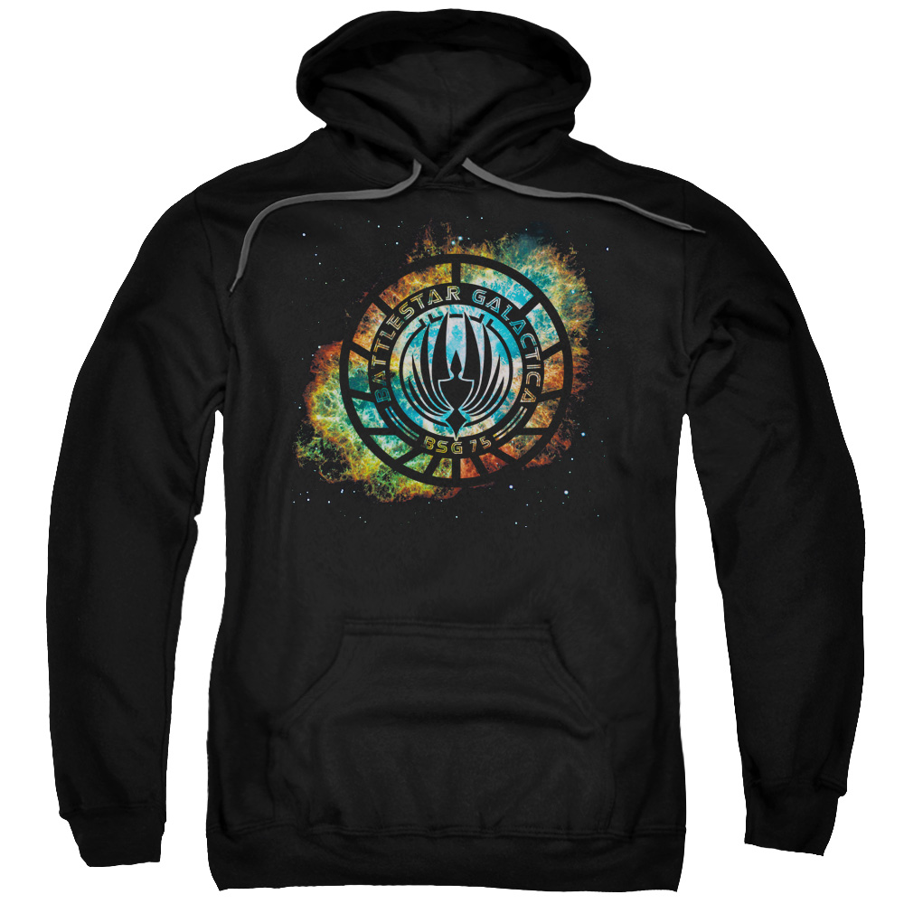 Battlestar Galactica New & Emblem Knock-Out-Adult Pull-Over Hoodie - Black - Medium
