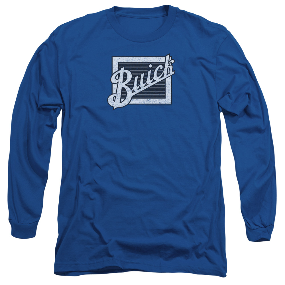 Buick Distressed Emblem-Long Sleeve Adult T-Shirt - Royal Blue - Medium