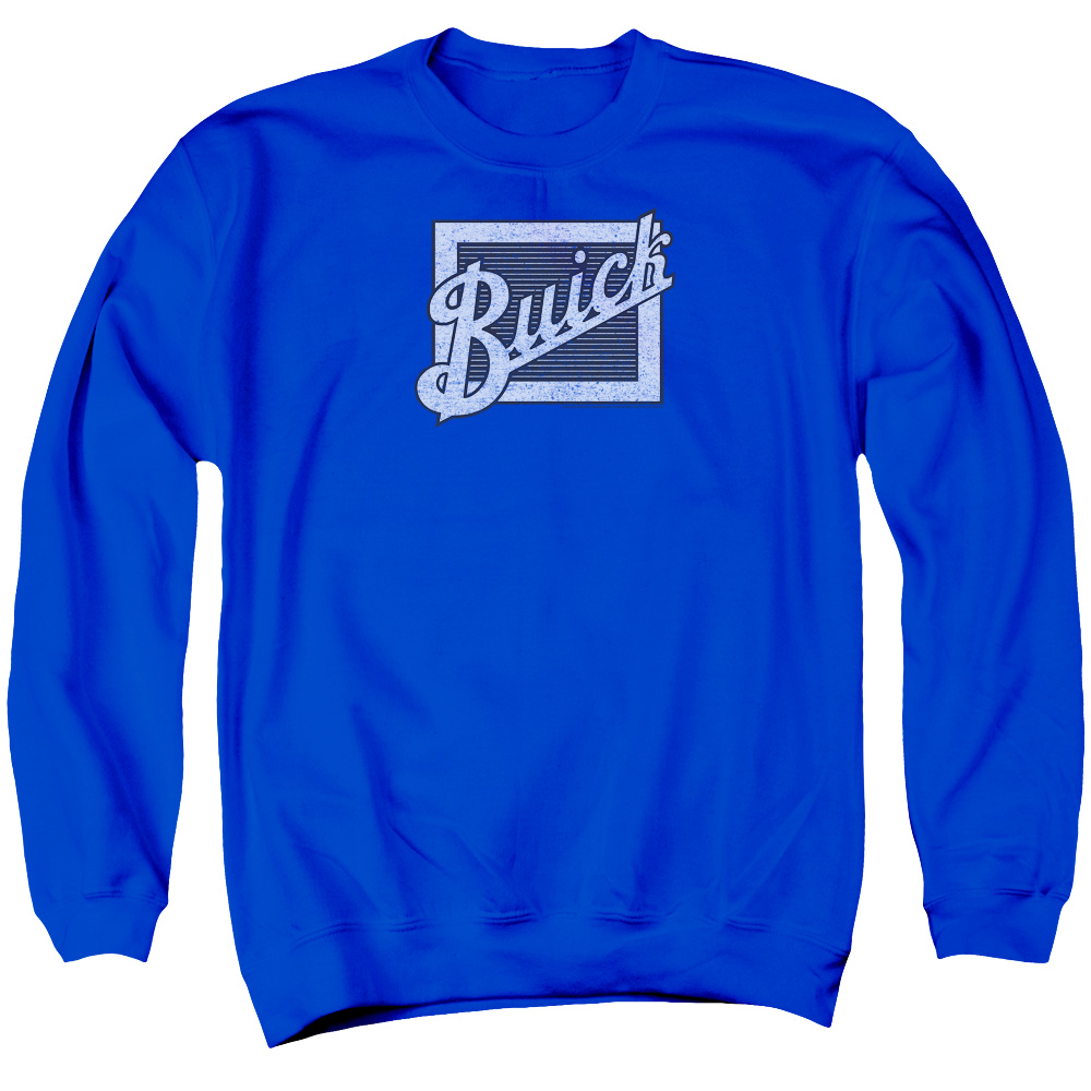 Buick Distressed Emblem-Adult Crewneck Sweatshirt - Royal Blue - Small