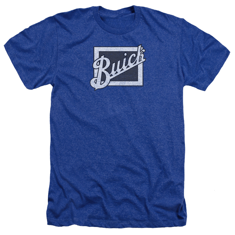 Buick Distressed Emblem-Adult Heather Short Sleeve Shirt - Royal Blue - Medium