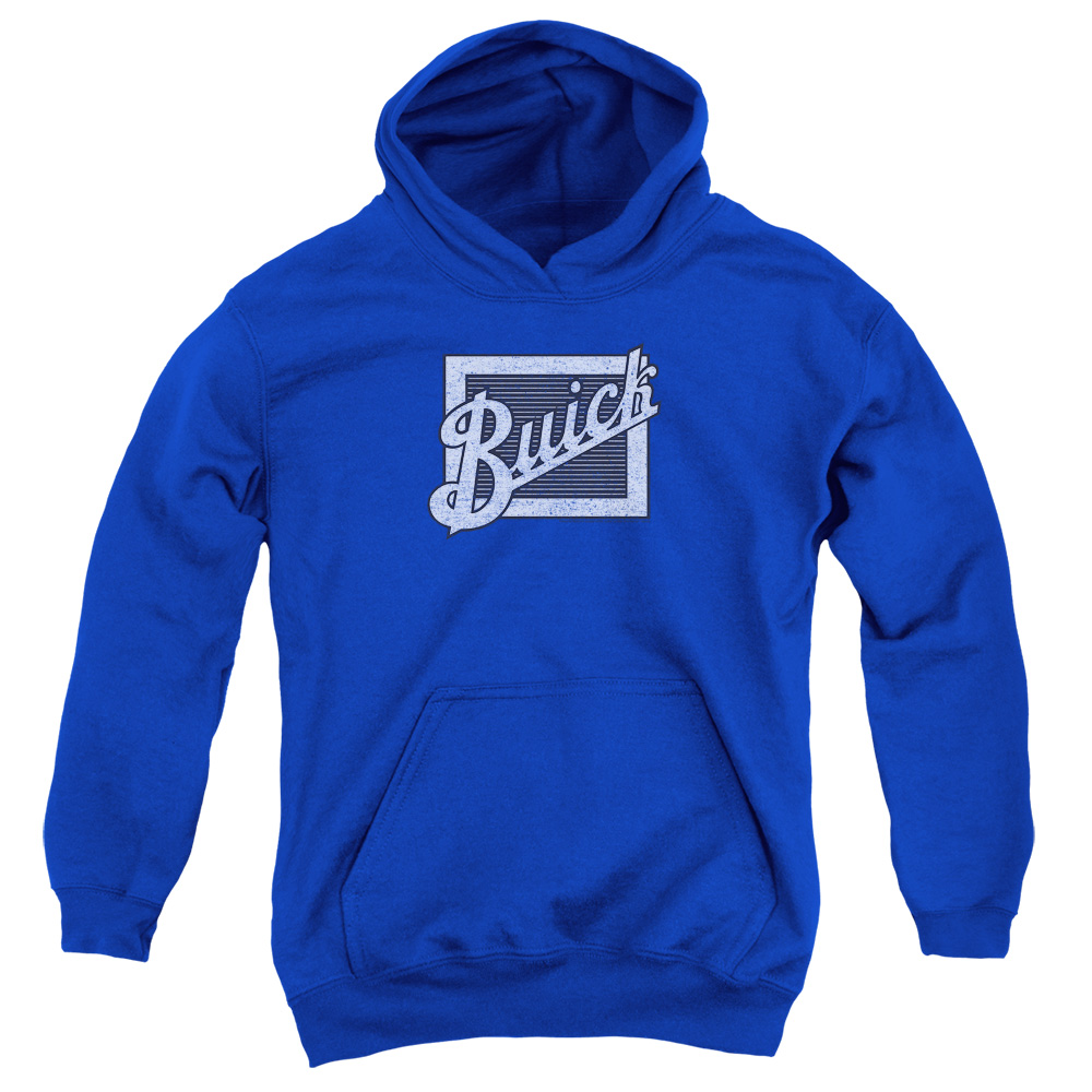 Buick Distressed Emblem-Youth Pull-Over Hoodie - Royal Blue - Medium