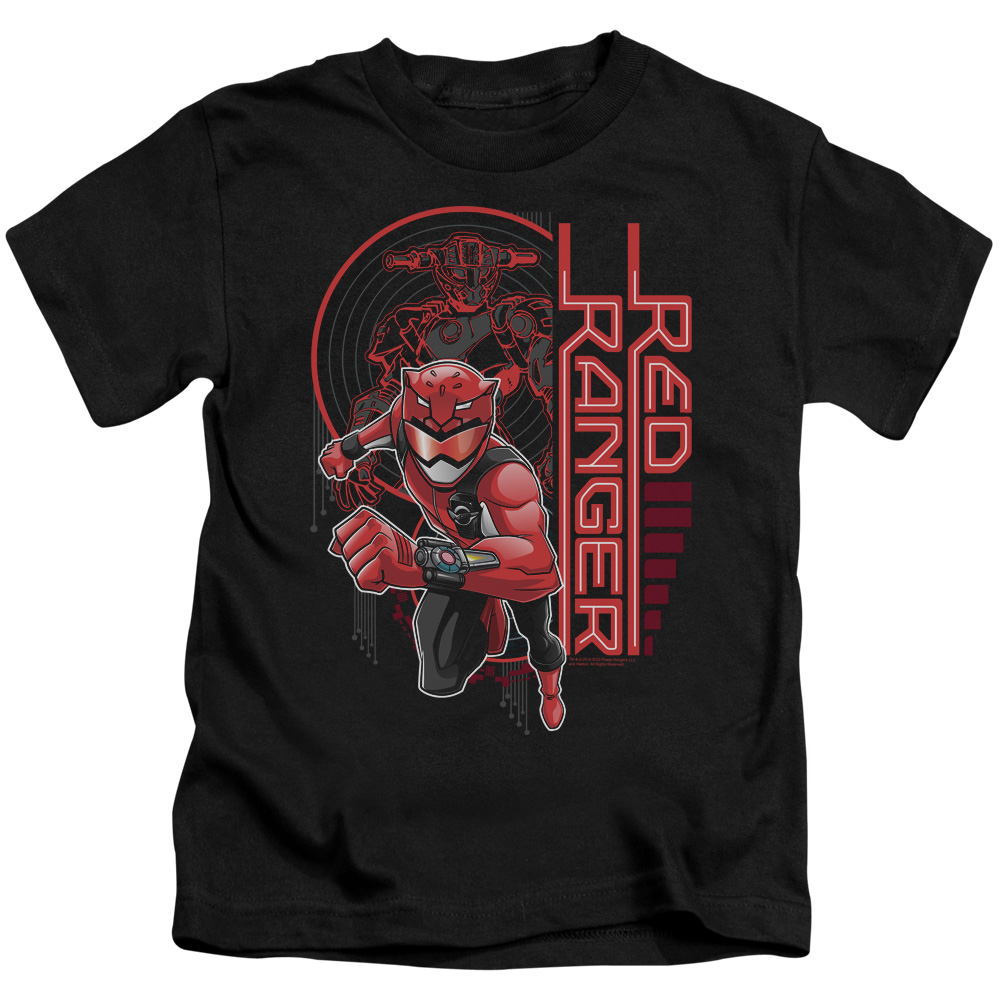 PWR2402-KT-3 Power Rangers & Red Ranger Print Juvenile Short Sleeve T-Shirt, Black - Large 7