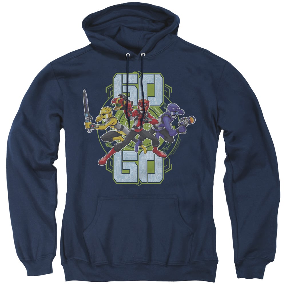 Power Rangers & Go Go Print Adult Pull-Over Hoodie, Navy - Small