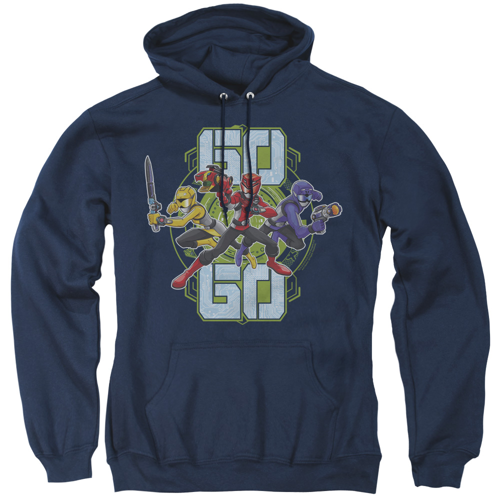 Power Rangers & Go Go Print Adult Pull-Over Hoodie, Navy - Medium