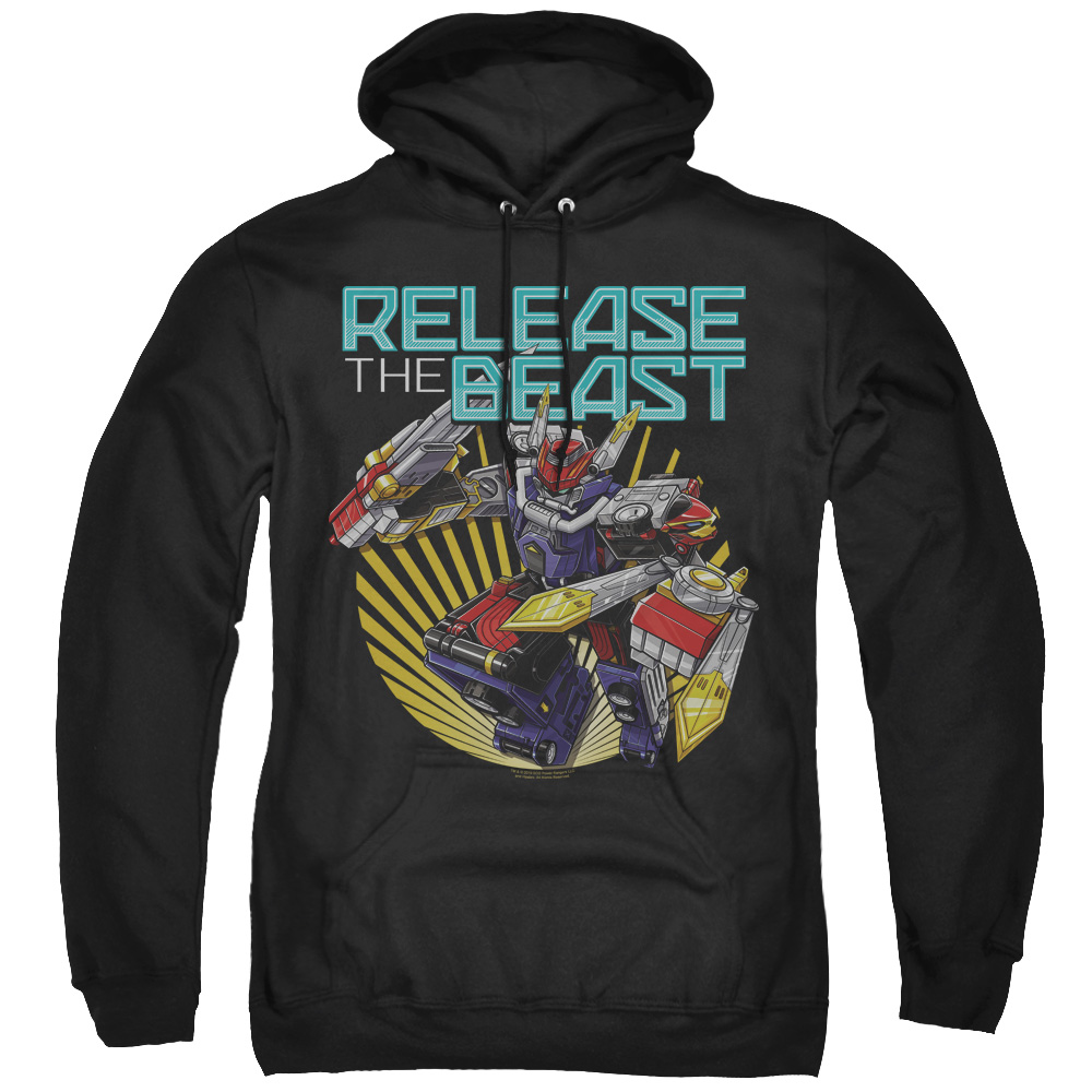 Power Rangers & Beast Release Print Adult Pull-Over Hoodie, Black - Medium