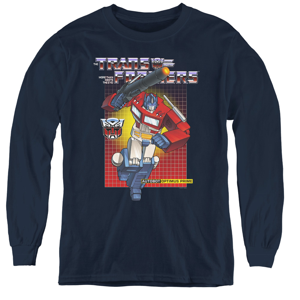 Transformers & Optimus Prime Print Youth Long Sleeve T-Shirt, Navy - Medium
