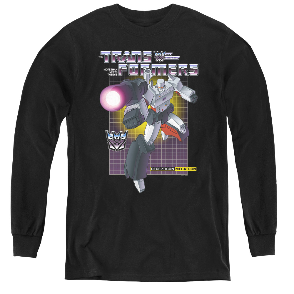Transformers & Megatron Print Youth Long Sleeve T-Shirt, Black - Extra Large