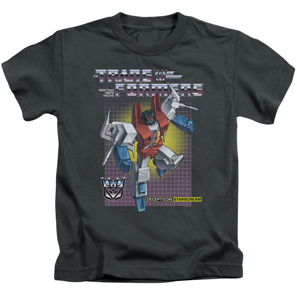 Transformers & Starscream Print Juvenile Short Sleeve T-Shirt, Charcoal - Medium 5 & 6