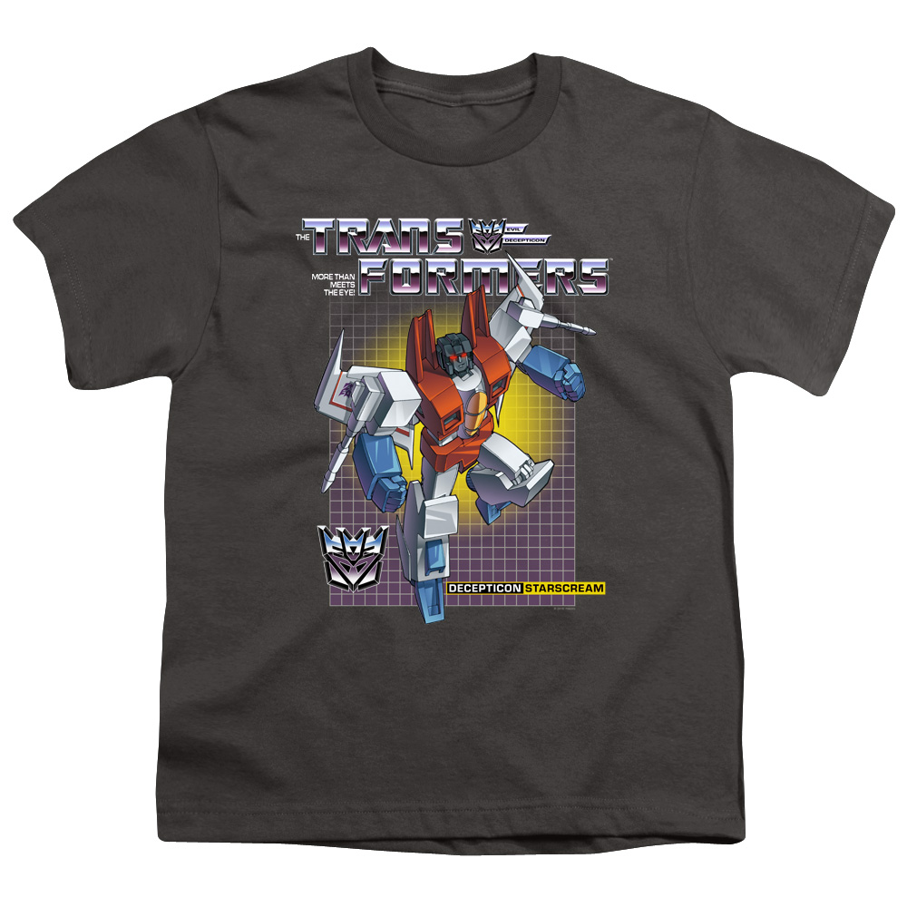 Transformers & Starscream Print Youth Long Sleeve T-Shirt, Charcoal - Medium