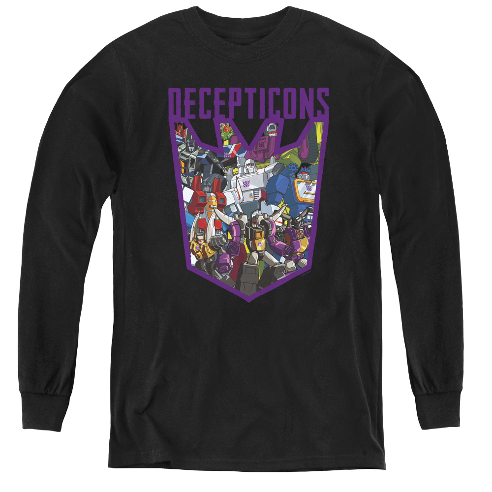 Transformers & Decepticon Collage Print Youth Long Sleeve T-Shirt, Black - Medium