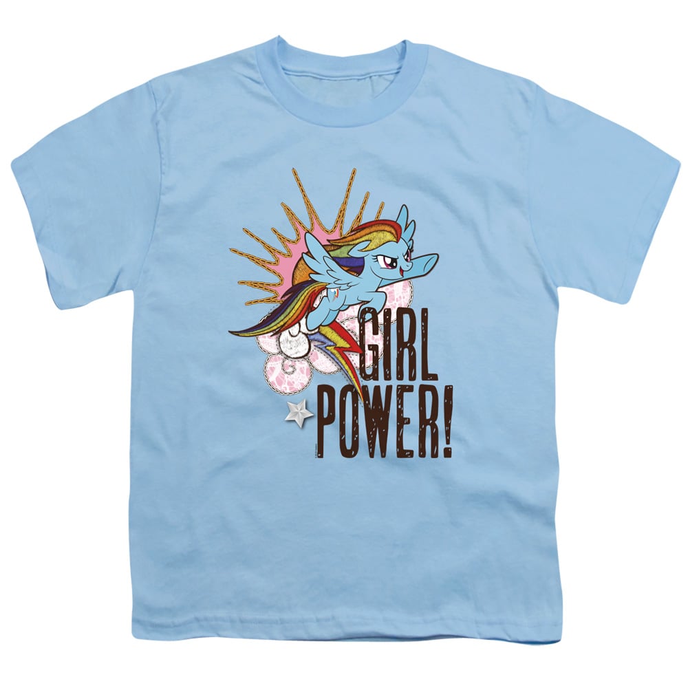 HBRO156-YT-2 My Little Pony TV & Girl Power-Youth 18 by 1 Short Sleeve T-Shirt, Light Blue - Medium