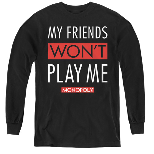 Monopoly & My Friends Youth Long Sleeve T-Shirt, Black - Medium