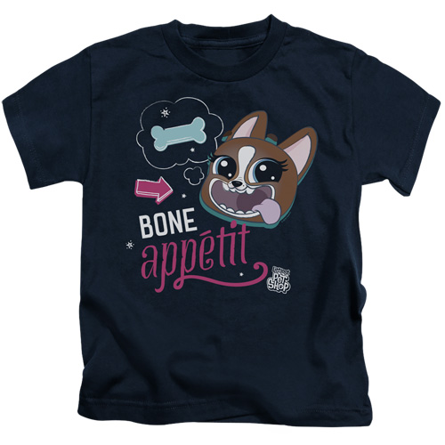 Littlest Pet Shop & Bone Appetit 18 by 1 Juvenile Short Sleeve T-Shirt, Navy - Medium 5-6