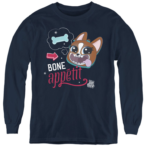 Littlest Pet Shop & Bone Appetit Youth Long Sleeve T-Shirt, Navy - Medium