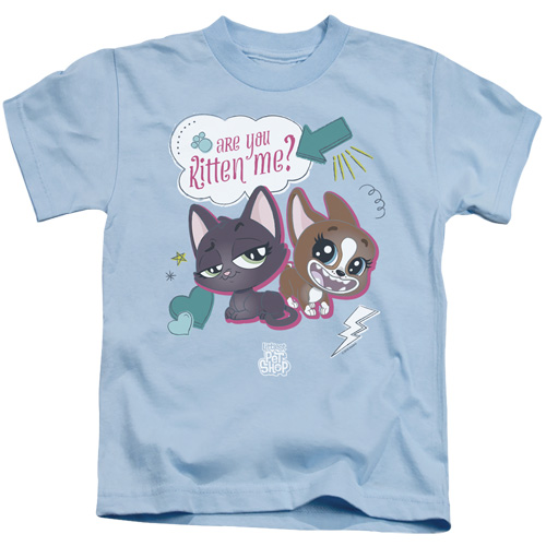HBRO163-KT-2 Littlest Pet Shop & Are You Kitten Me 18 by 1 Juvenile Short Sleeve T-Shirt, Light Blue - Medium 5-6