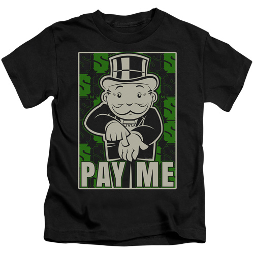 Monopoly & Pay Me 18 by 1 Juvenile Short Sleeve T-Shirt, Black - Small 4