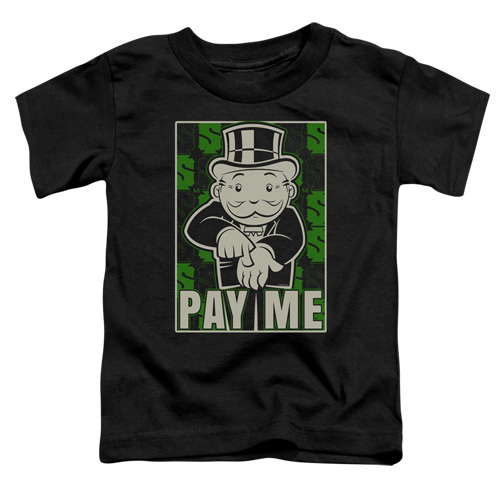 Monopoly & Pay Me Toddler Short Sleeve T-Shirt, Black - Medium 3T