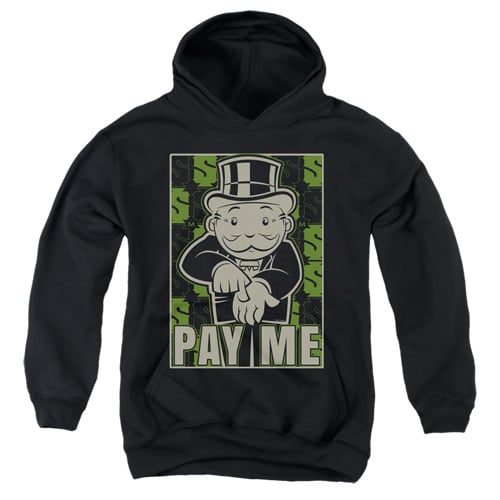 Monopoly & Pay Me Youth Hooded Sweatshirt, Black - Small