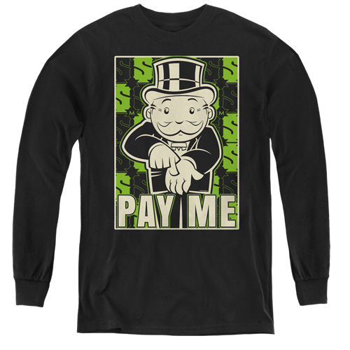 Monopoly & Pay Me Youth Long Sleeve T-Shirt, Black - Small