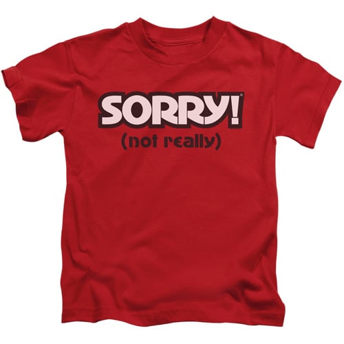 Sorry & Not Sorry 18 by 1 Juvenile Short Sleeve T-Shirt, Red - Medium 5-6
