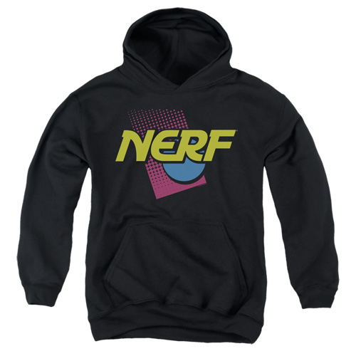 Nerf & 90s Logo Youth Hooded Sweatshirt, Black - Small