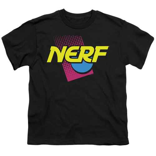 Nerf & 90s Logo 18 by 1 Youth Long Sleeve T-Shirt, Black - Medium