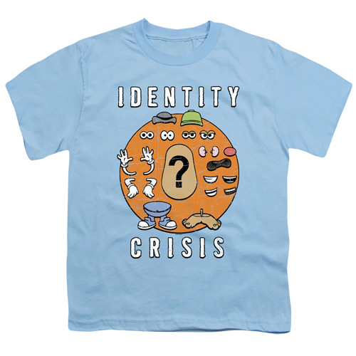 HBRO255-YT-2 Mr Potato Head & Identity Crisis 18 by 1 Youth Long Sleeve T-Shirt, Light Blue - Medium