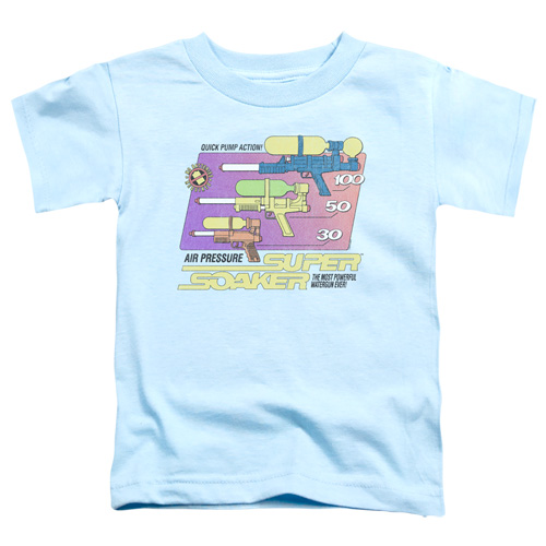 HBRO262-TT-2 Super Soaker & Original Soaker Toddler Short Sleeve T-Shirt, Light Blue - Medium 3T