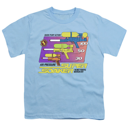 Super Soaker & Original Soaker 18 by 1 Youth Long Sleeve T-Shirt, Light Blue - Extra Large