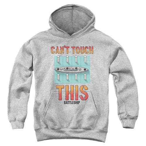 Battleship & Cant Touch This Youth Hooded Sweatshirt, Athletic Heather - Small