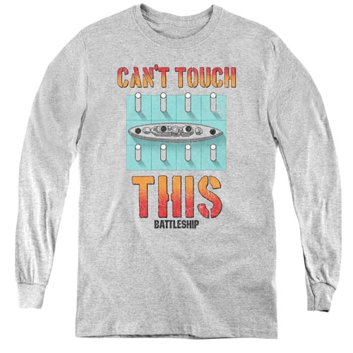 Battleship & Cant Touch This Youth Long Sleeve T-Shirt, Athletic Heather - Large