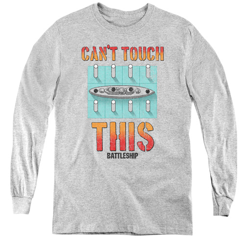 Battleship & Cant Touch This Youth Long Sleeve T-Shirt, Athletic Heather - Extra Large