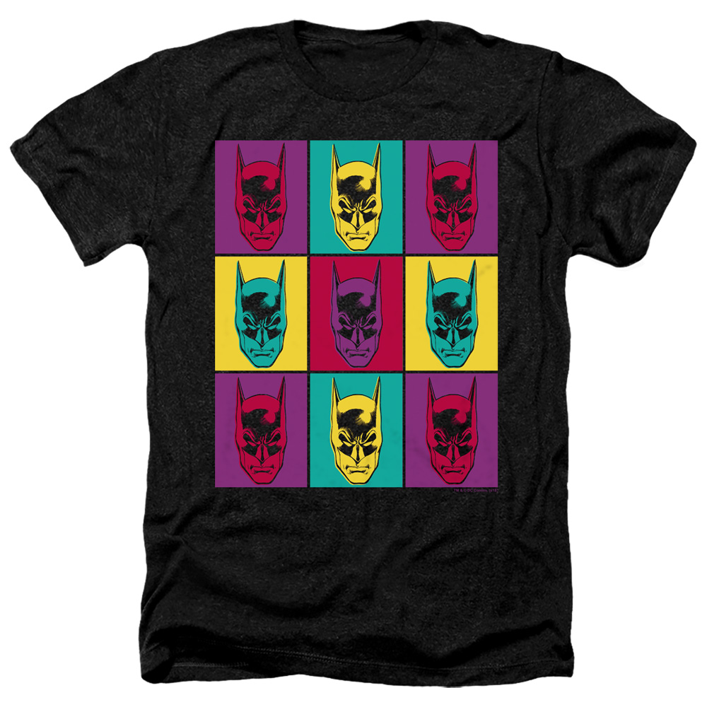 Batman & Warhol Batman-Adult Heather Short Sleeve T-Shirt, Black - 3X