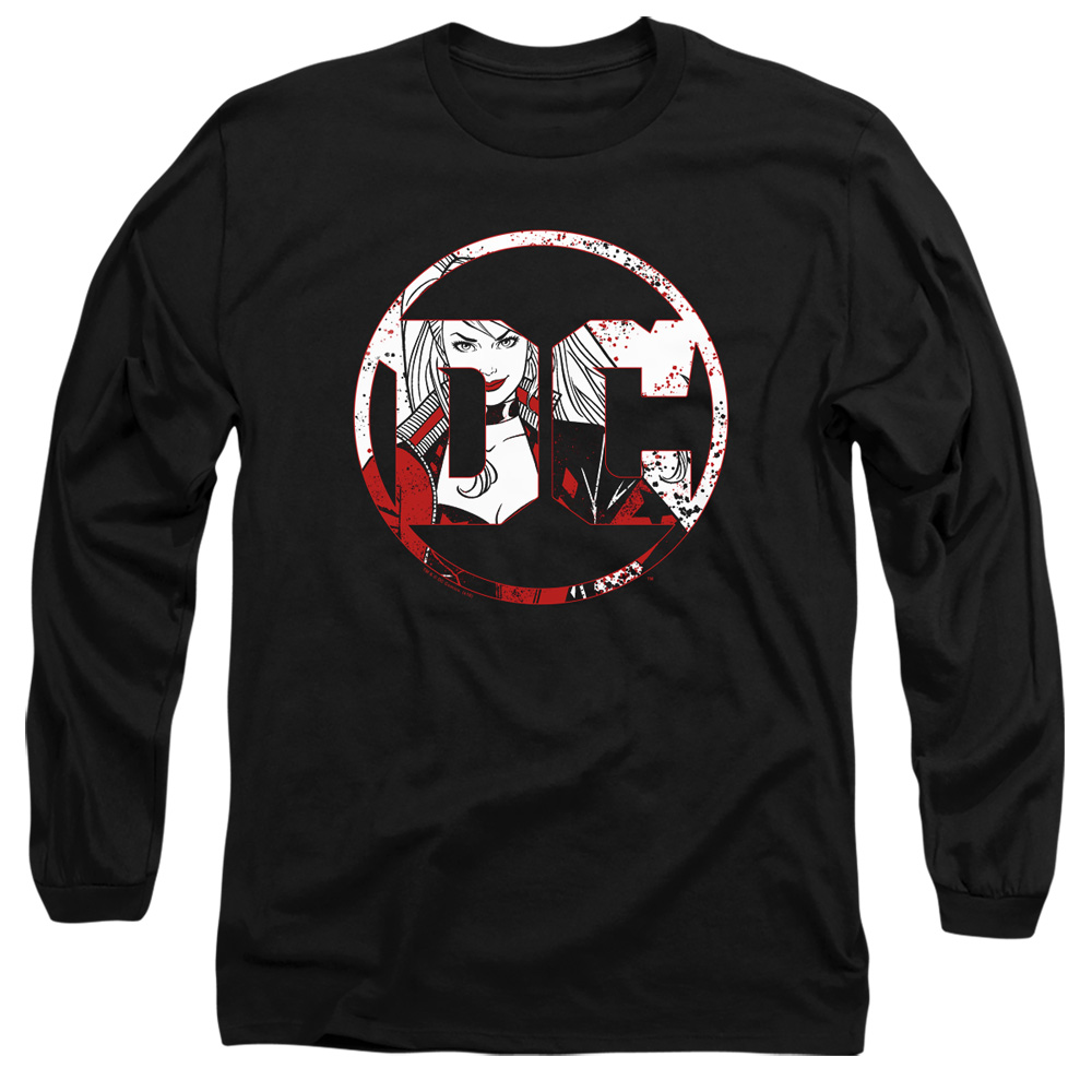 Batman & DC Logo Harley-Long Sleeve Adult 18-1 T-Shirt, Black - Medium