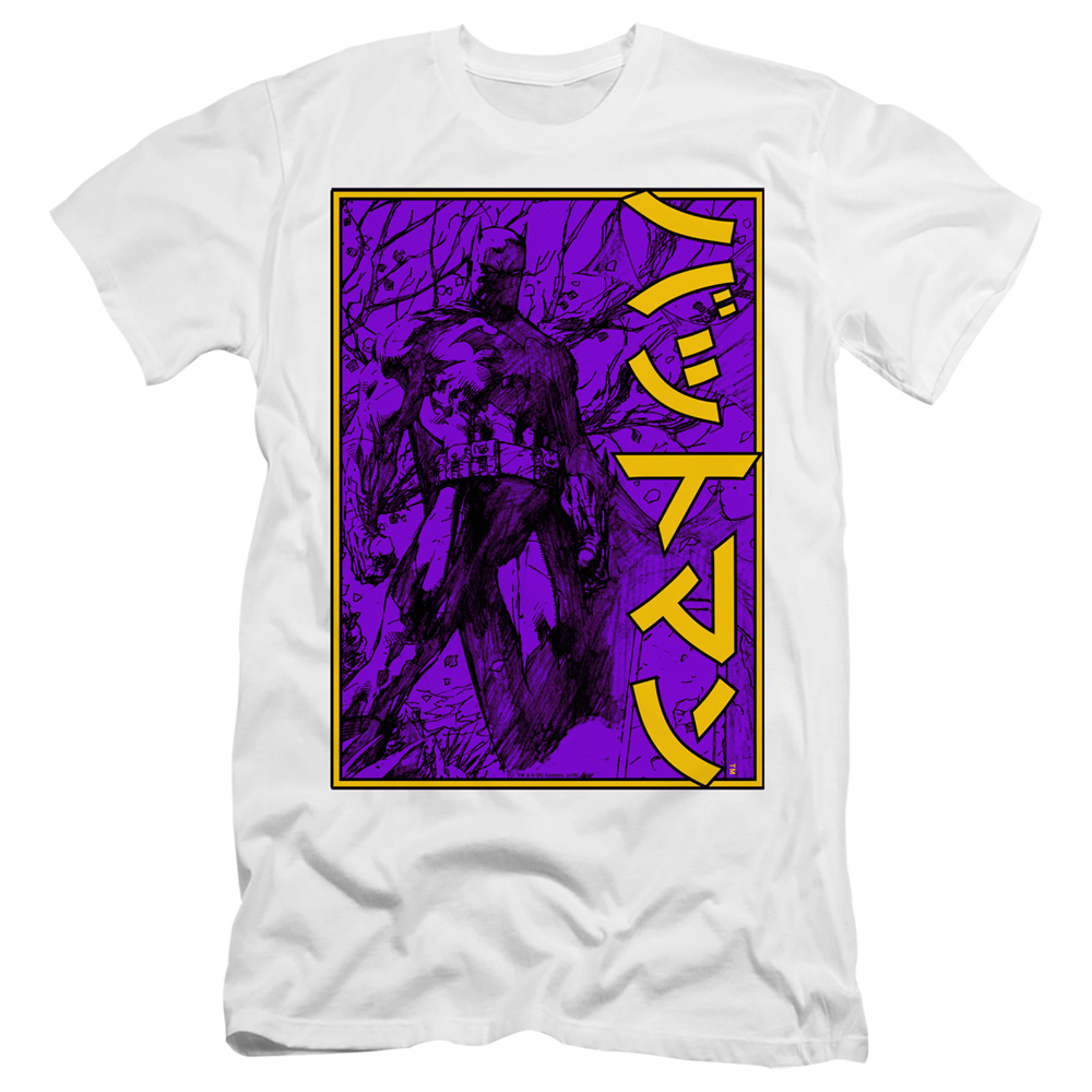 BM2919B-PSF-5 Batman & Big Framed Kanji-HBO Short Sleeve Adult 30-1 T-Shirt, White - 2X