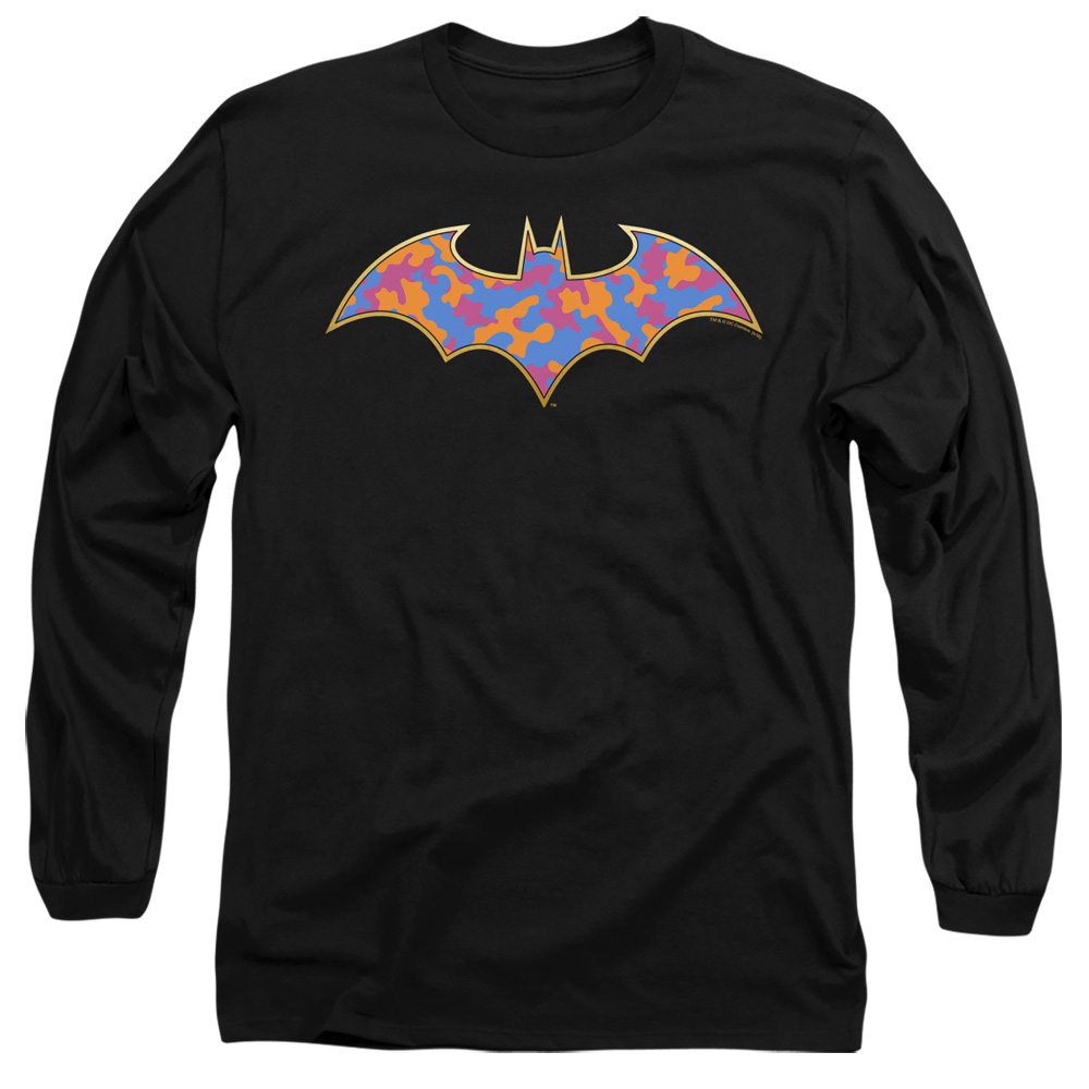 Batman & Gold Camo-Long Sleeve Adult 18-1 T-Shirt, Black - Medium