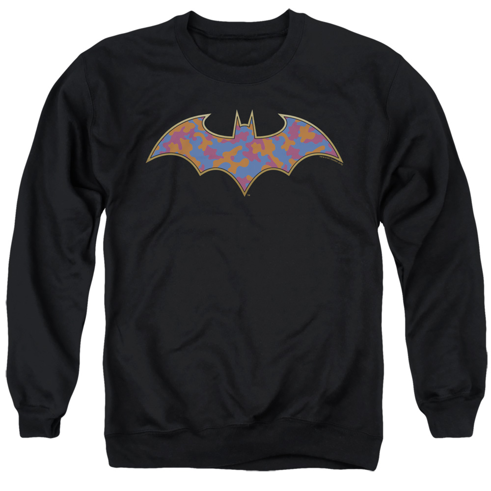 Batman & Gold Camo-Adult Crewneck Sweatshirt, Black - Medium