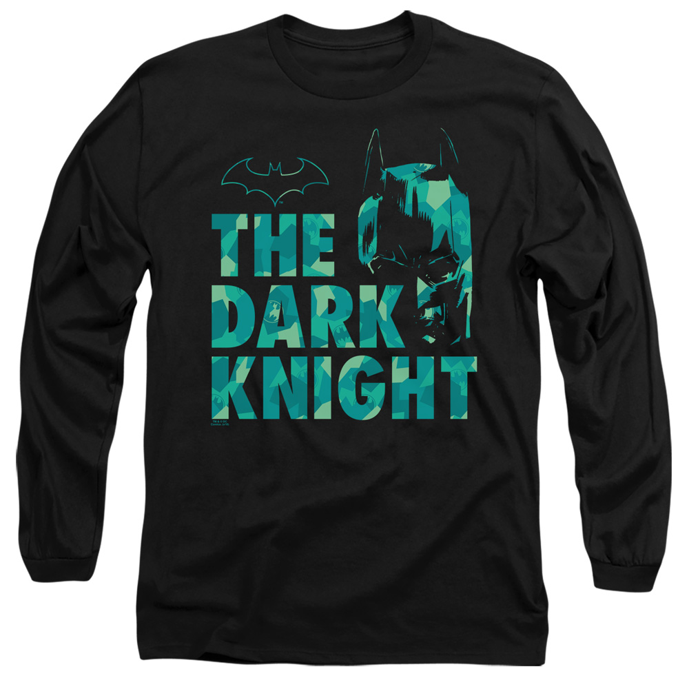 Batman & Cutting Pattern-Long Sleeve Adult 18-1 T-Shirt, Black - Extra Large