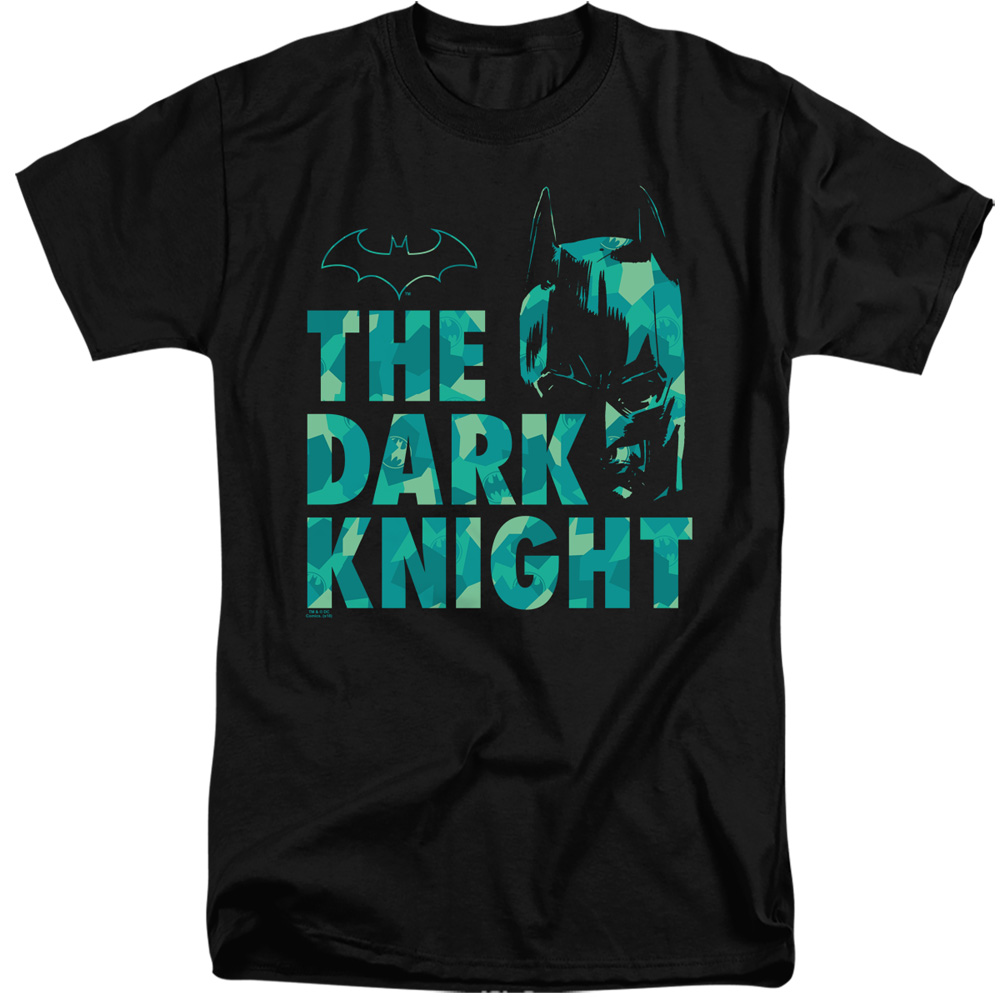 Batman & Cutting Pattern Short Sleeve Adult Tall 18-1 T-Shirt, Black - 2X