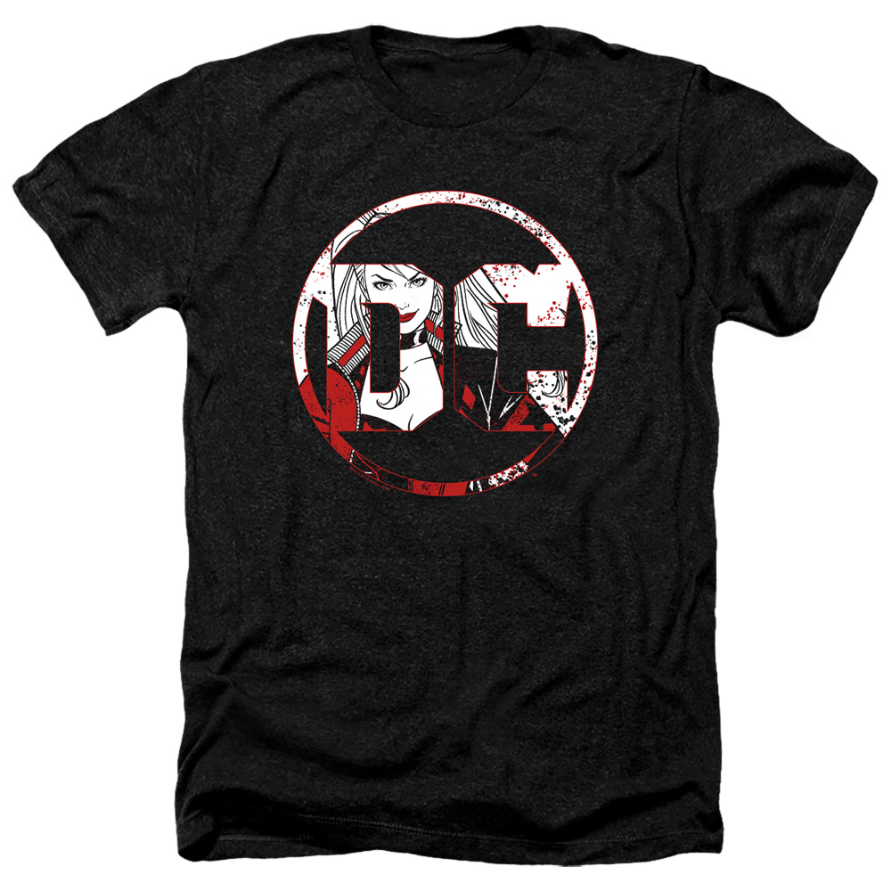 Batman & DC Logo Harley-Adult Heather Short Sleeve T-Shirt, Black - Medium