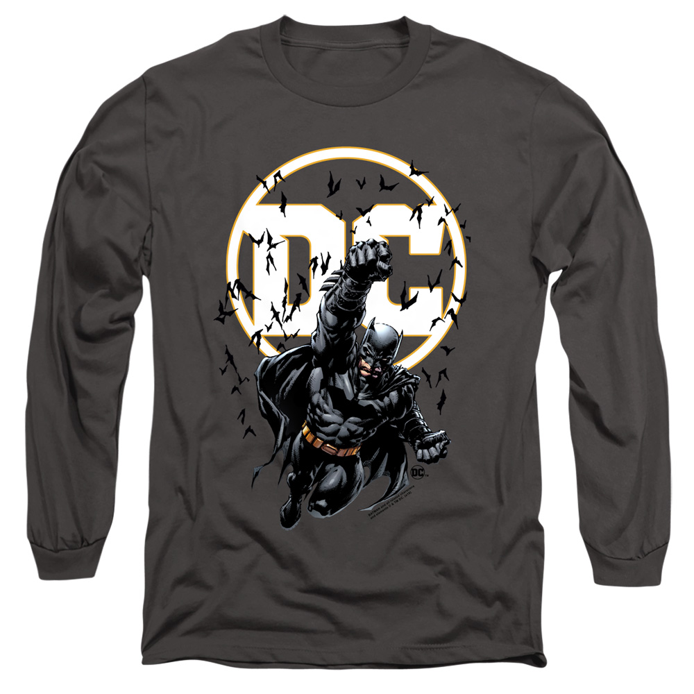 Batman & Batman DC-Long Sleeve Adult 18-1 T-Shirt, Charcoal - 3X