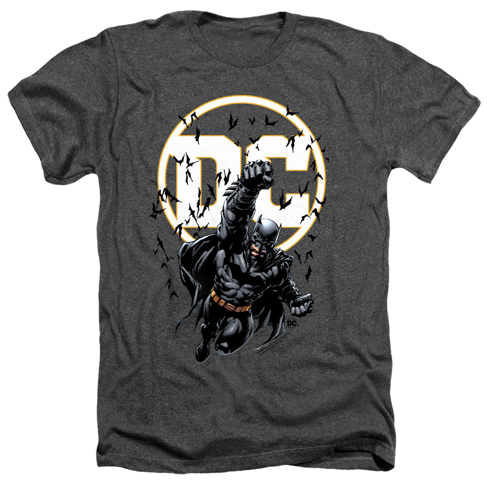 Batman & Batman DC-Adult Heather Short Sleeve T-Shirt, Charcoal - Large