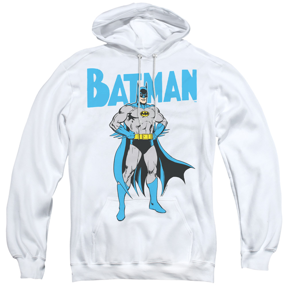 BM2924-AFTH-4 Batman & Stance-Adult Pull-Over Hoodie, White - Extra Large -  Trevco